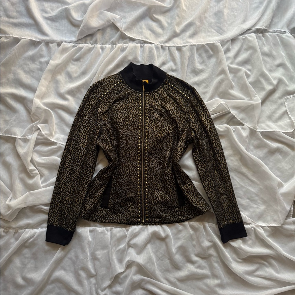 Ruby Rd. Leopard Print Bomber Jacket - image 1